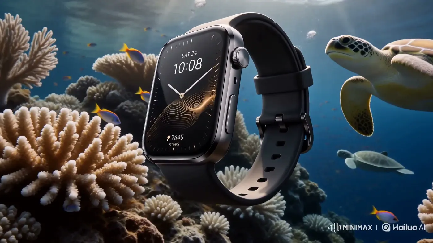 @ai_for_success Single Image Product Advertisement Frame: Underwater Smartwatch